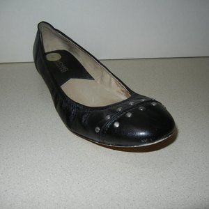 Michael Kors Sz 9M Ballet Black Leather Silver Studded Ballet Flat Casual Shoe